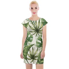 Green Leaves Cap Sleeve Bodycon Dress by goljakoff