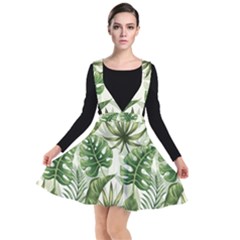 Green Leaves Plunge Pinafore Dress by goljakoff