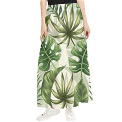 Green Leaves Maxi Chiffon Skirt