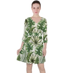 Green Leaves Ruffle Dress by goljakoff