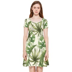 Green Leaves Inside Out Cap Sleeve Dress