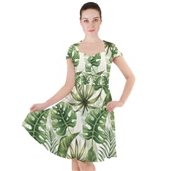 Green Leaves Cap Sleeve Midi Dress by goljakoff