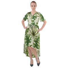 Green Leaves Front Wrap High Low Dress by goljakoff