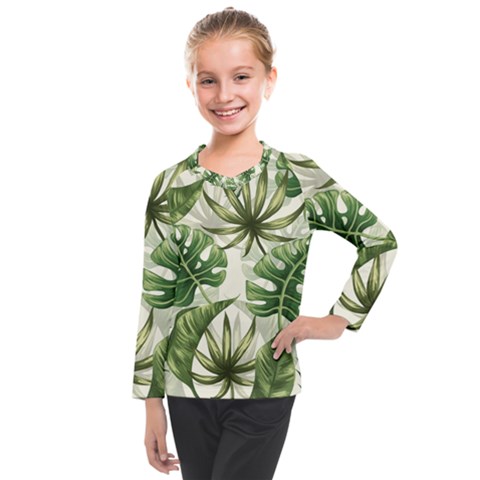 Green Leaves Kids  Long Mesh Tee by goljakoff