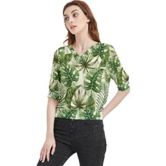 Green Leaves Quarter Sleeve Blouse