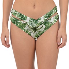 Green Leaves Double Strap Halter Bikini Bottom