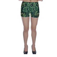 Green Leaves Skinny Shorts by goljakoff