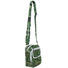 Green Leaves Shoulder Strap Belt Bag by goljakoff