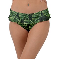 Green Leaves Frill Bikini Bottom by goljakoff