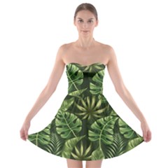 Green Leaves Strapless Bra Top Dress by goljakoff