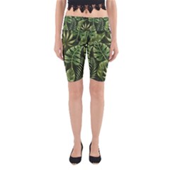 Green Leaves Yoga Cropped Leggings by goljakoff