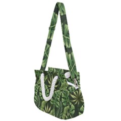 Green Leaves Rope Handles Shoulder Strap Bag by goljakoff