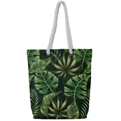 Green Leaves Full Print Rope Handle Tote (small) by goljakoff