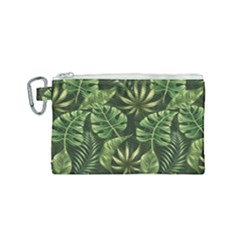 Green Leaves Canvas Cosmetic Bag (small) by goljakoff