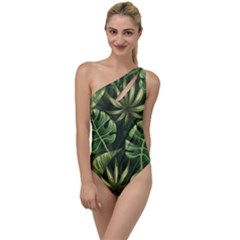 Green Leaves To One Side Swimsuit by goljakoff