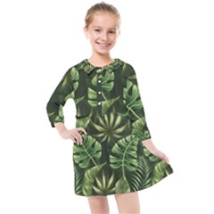 Green Leaves Kids  Quarter Sleeve Shirt Dress by goljakoff