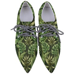 Green Leaves Pointed Oxford Shoes by goljakoff