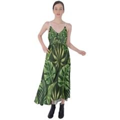 Green Leaves Tie Back Maxi Dress by goljakoff