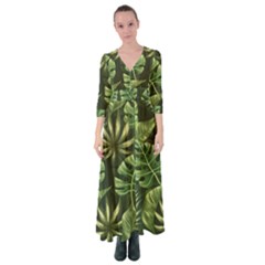 Green Leaves Button Up Maxi Dress by goljakoff