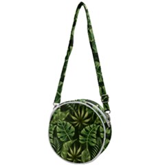 Green Leaves Crossbody Circle Bag