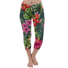 Tropical Flowers Capri Winter Leggings  by goljakoff