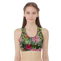 Tropical Flowers Sports Bra With Border by goljakoff