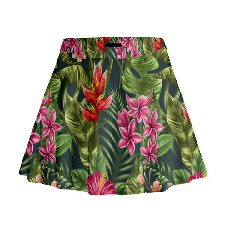 Tropical flowers Mini Flare Skirt