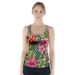 Tropical Flowers Racer Back Sports Top by goljakoff