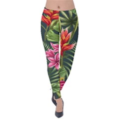 Tropical Flowers Velvet Leggings by goljakoff