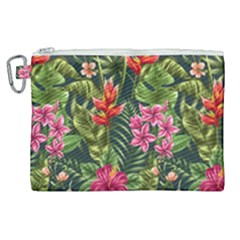 Tropical Flowers Canvas Cosmetic Bag (xl) by goljakoff