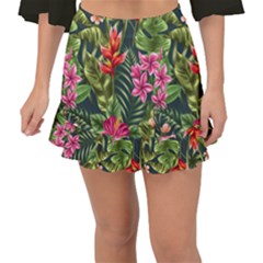 Tropical Flowers Fishtail Mini Chiffon Skirt by goljakoff