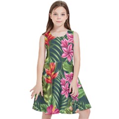 Tropical Flowers Kids  Skater Dress