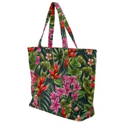 Tropical Flowers Zip Up Canvas Bag