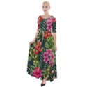 Tropical flowers Half Sleeves Maxi Dress View1