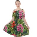 Tropical flowers Cut Out Shoulders Chiffon Dress View1