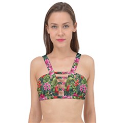 Tropical Flowers Cage Up Bikini Top by goljakoff