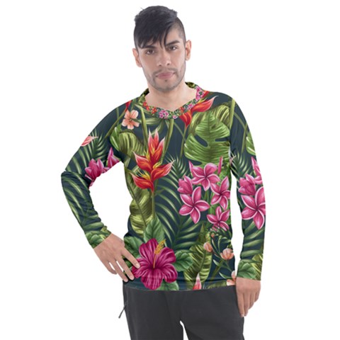 Tropical Flowers Men s Pique Long Sleeve Tee by goljakoff