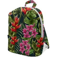 Tropical Flowers Zip Up Backpack