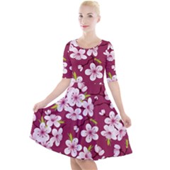 Sakura Quarter Sleeve A-line Dress by goljakoff