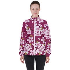 Sakura Women s High Neck Windbreaker by goljakoff