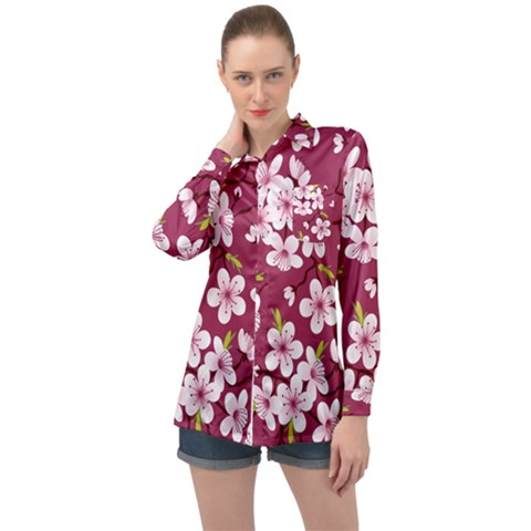 Sakura Long Sleeve Satin Shirt by goljakoff