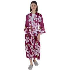 Sakura Maxi Satin Kimono