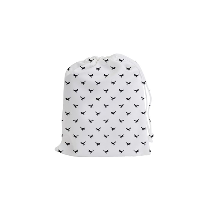 Birds Flying Motif Silhouette Print Pattern Drawstring Pouch (Small)