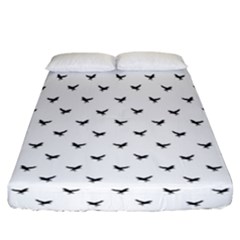 Birds Flying Motif Silhouette Print Pattern Fitted Sheet (california King Size)