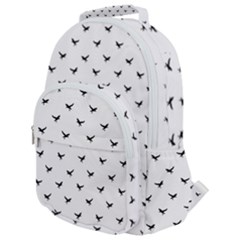 Birds Flying Motif Silhouette Print Pattern Rounded Multi Pocket Backpack by dflcprintsclothing