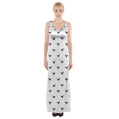 Birds Flying Motif Silhouette Print Pattern Thigh Split Maxi Dress by dflcprintsclothing