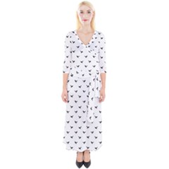 Birds Flying Motif Silhouette Print Pattern Quarter Sleeve Wrap Maxi Dress by dflcprintsclothing