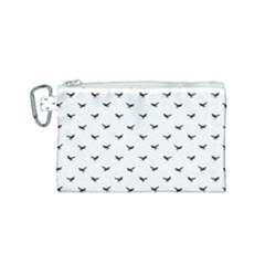 Birds Flying Motif Silhouette Print Pattern Canvas Cosmetic Bag (small)