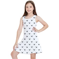 Birds Flying Motif Silhouette Print Pattern Kids  Lightweight Sleeveless Dress