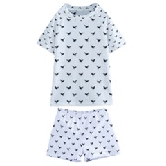 Birds Flying Motif Silhouette Print Pattern Kids  Swim Tee And Shorts Set